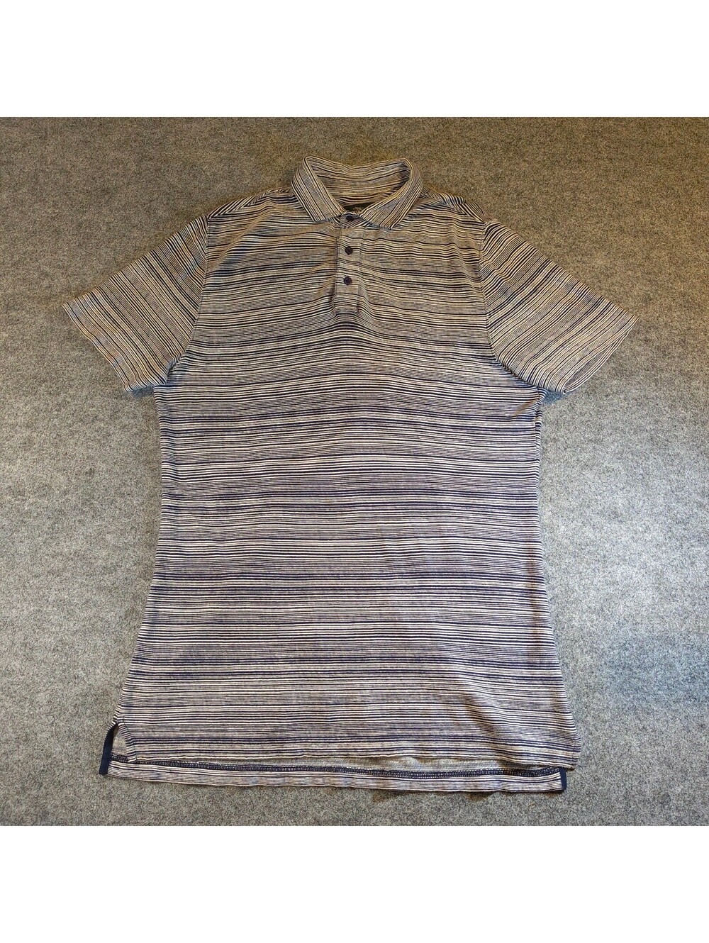 Rodd & Gunn Men's Sports Fit Blue Striped Cotton Linen Polo Shirt Size L